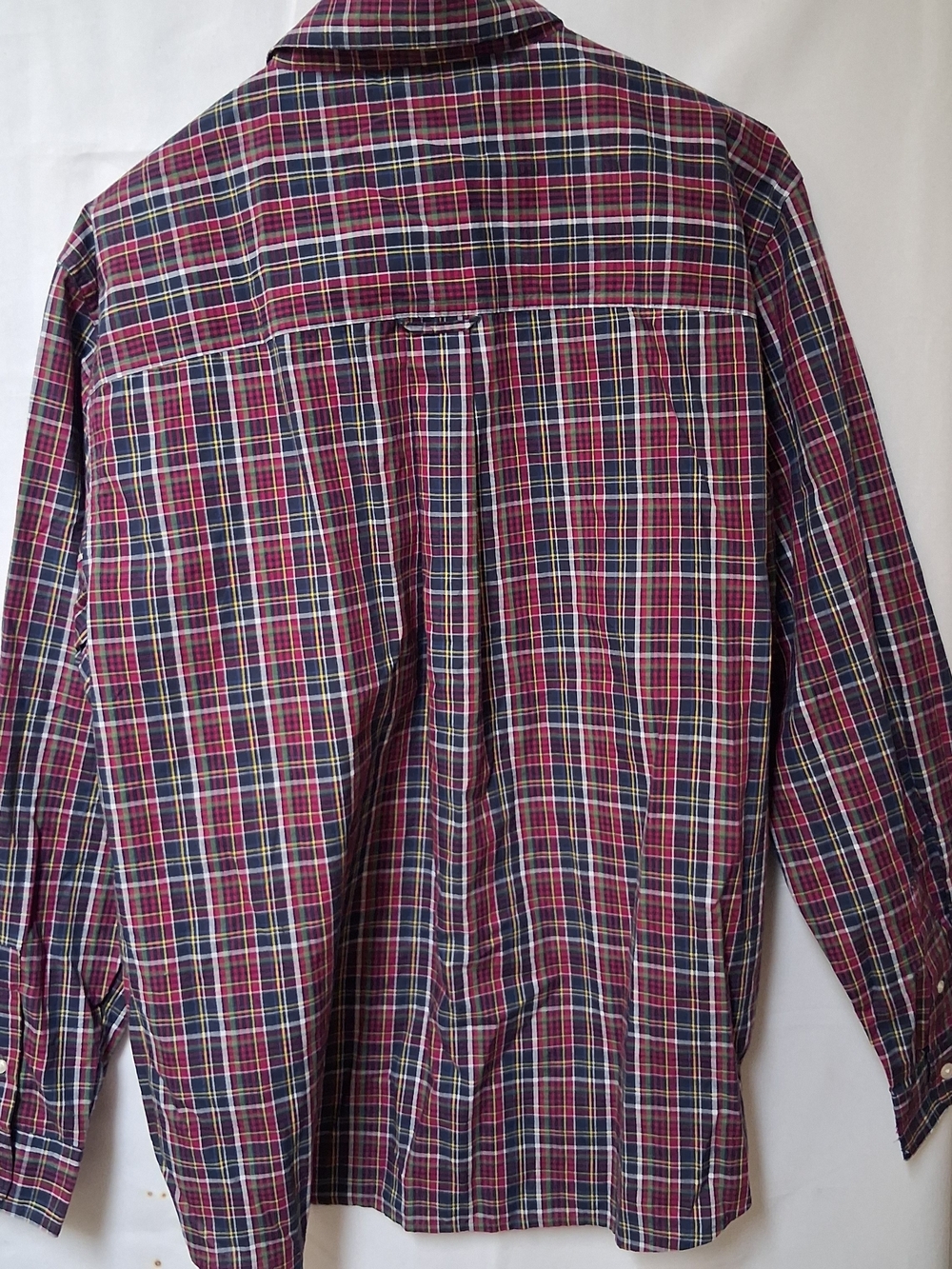Chaps Mens XL Easy Care Plaid Button Down Shirt Long Sleeve Red Navy Multi NWT - Picture 3 of 5